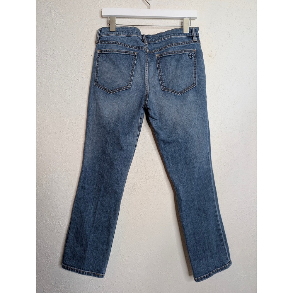 Tory Burch Womens Straight Leg Jeans Size 30 Blue Stretch Logo Casual Classic - Picture 5 of 9